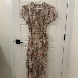 Elegant Floral Ruffle Maxi Dress